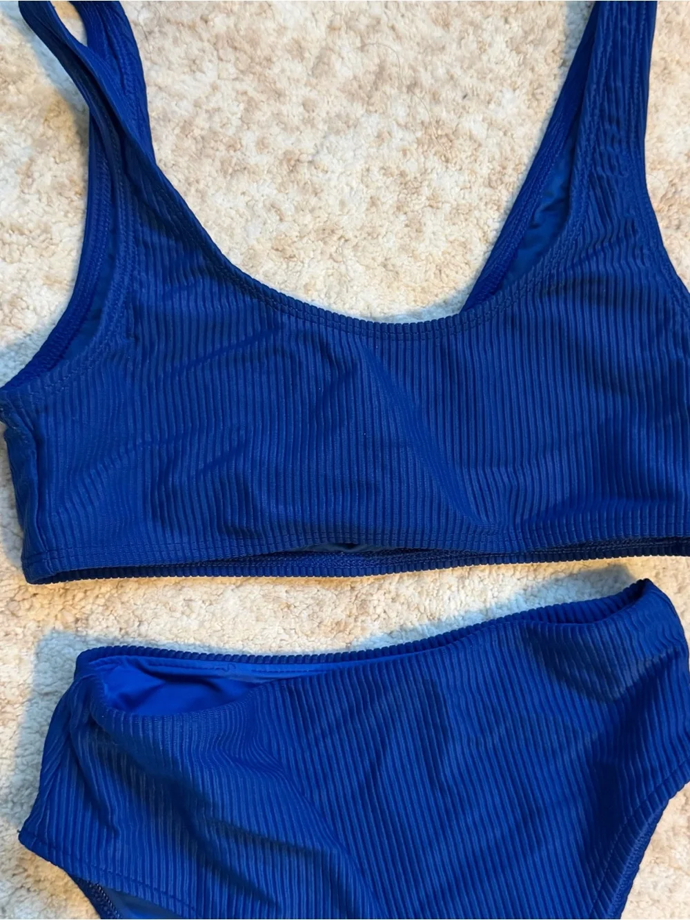Frankie's Bikini Ribbed Navy Two-Piece Bikini Set (XS)